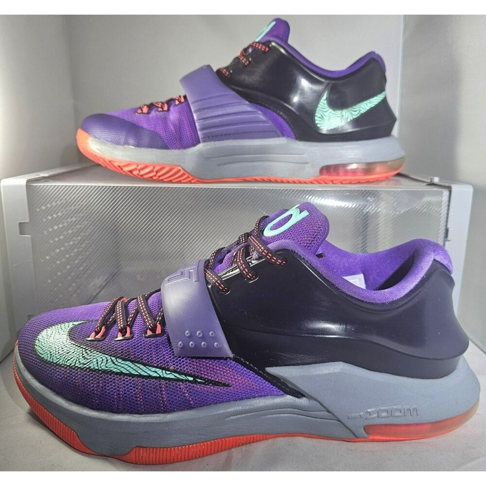 Nike Men's Zoom KD 7 "534" Lightning Purple/ Orange/Grey Sneakers Size 8.5